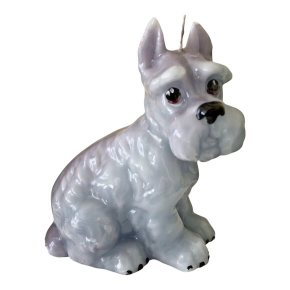 Vintage Schnauzer or Scottie Terrier Dog Candle Gray Novelty 6x7.5 inches - Picture 1 of 9